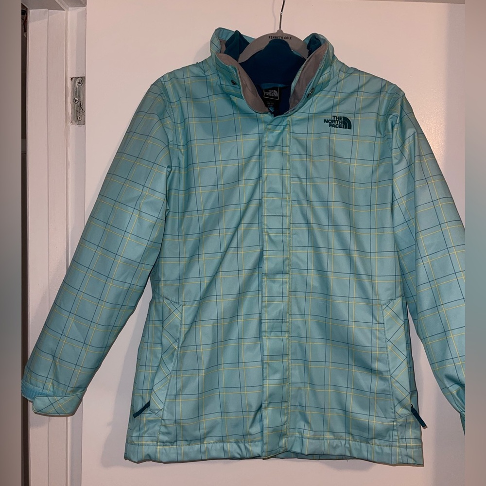 The North Face Kids Aqua Plaid Raincoat